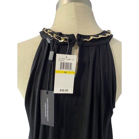 Cable & Gauge Black Knit Top with Gold Chain Round Neckline Women's Medium NWT - Picture 5 of 11